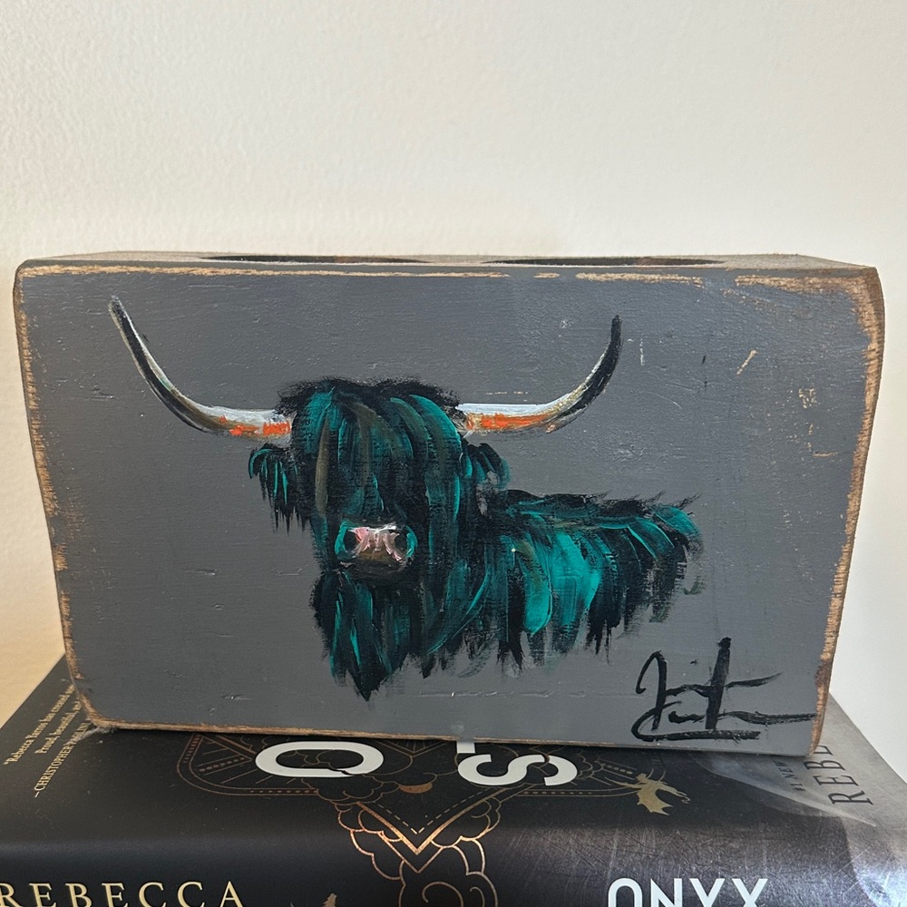 Jennifer Casebeer ORIGINAL Highland Cow Painting - on double sugar mold